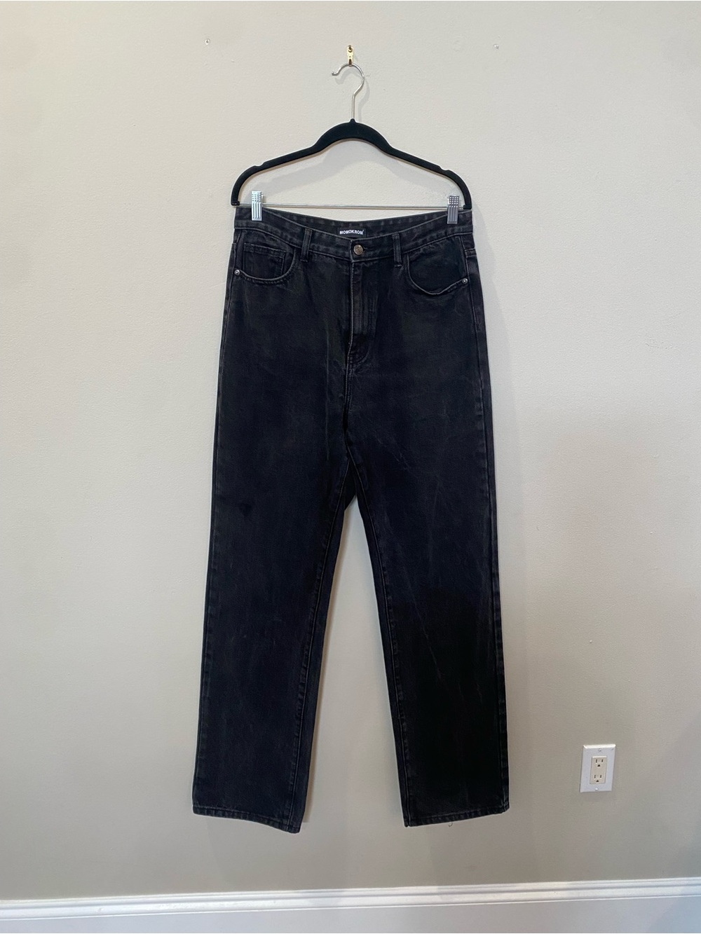 Doll’s Kill Momokrom Black Straight-Leg High-Rise Denim Jeans